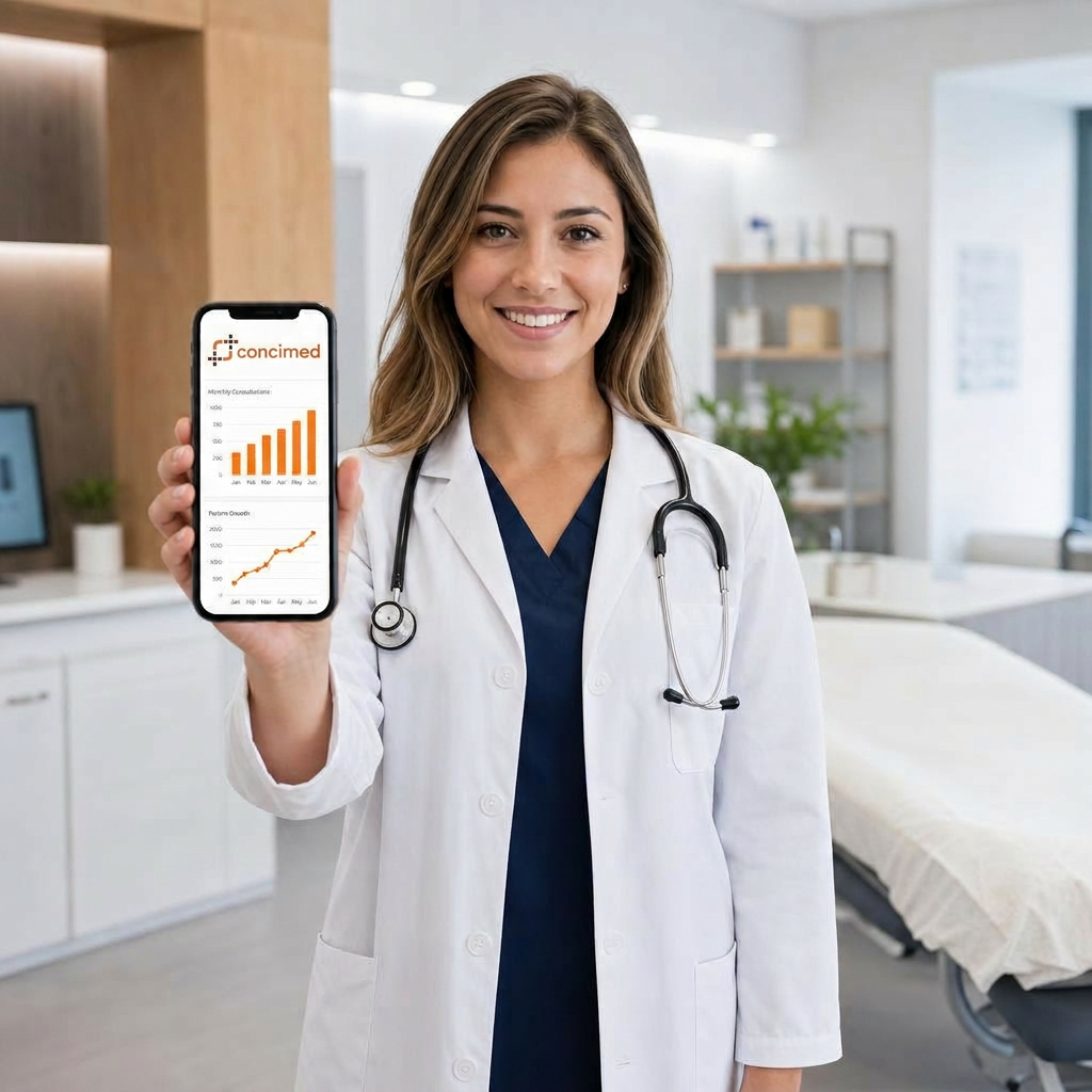 Médica com aplicativo Concimed